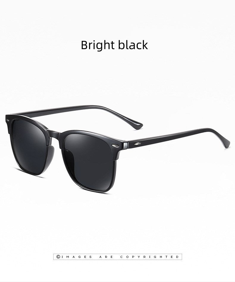 New Polarized Sunglasses Women Black Plastic Full Frame Square Sun Glasses Men Out Door Sun Eyewear Fashionable Eyeglass Uv400