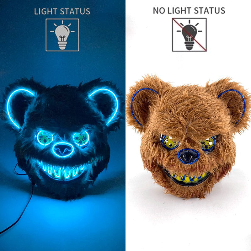 Hot Bloody Rabbit Bear Luminous LED Mask Halloween Horror Bunny Mask Carnival Party Props Cosplay Dress Up Headgear