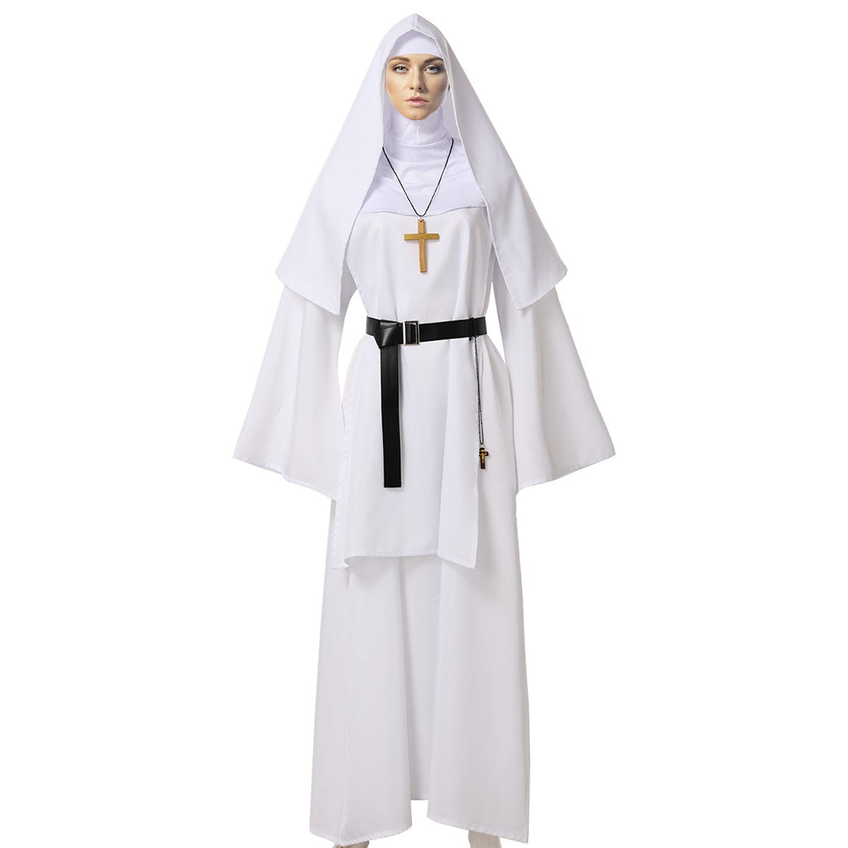 Nun Dress Halloween Costume for Women Scary Cosplay Mary Priest Dresses