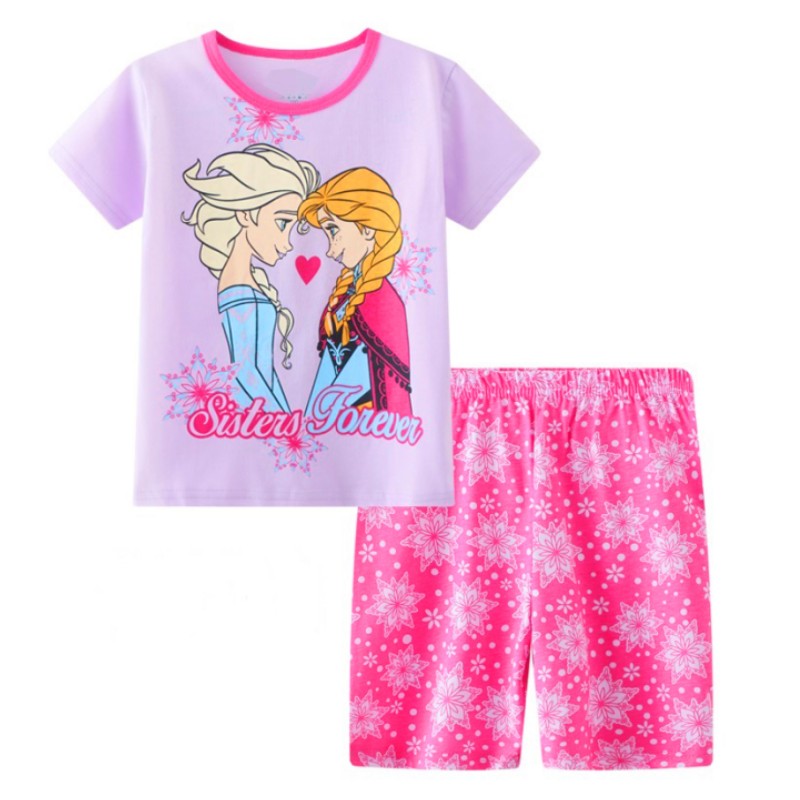 Summer Kids Pyjamas Children Sleepwear Baby Set Elsa Girls Minnie Short sleeved Pijamas Cotton Nightwear Clothes Pajamas Sets