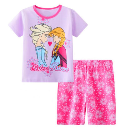 Summer Kids Pyjamas Children Sleepwear Baby Set Elsa Girls Minnie Short sleeved Pijamas Cotton Nightwear Clothes Pajamas Sets