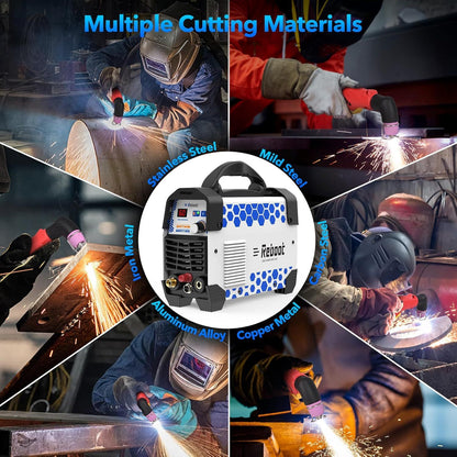 Máquina de Corte a Plasma Reboot Plasma Cutter 60 Amp Pilot Arc, sem Contato, Corte Limpo de 1/2 polegada (12mm), Corte de Separação de 3/4 polegadas (19mm) 110/220V