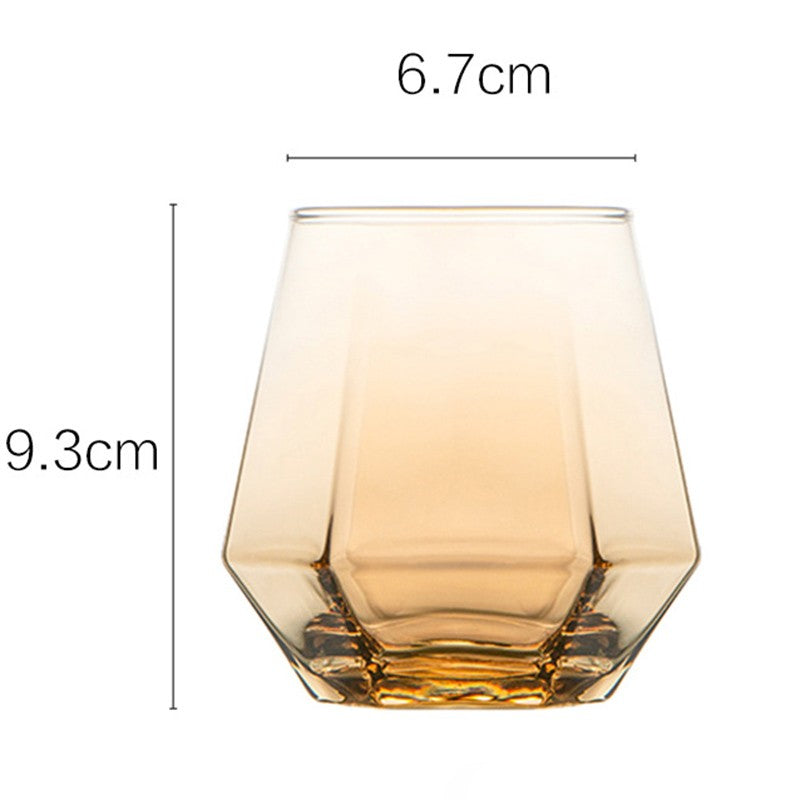 Taças de Vinho Multicores 320ml Taça de Vidro em Formato de Diamante Hexagonal Taça de Uísque para Festa Taça de Vinho Personalizada Taça de Hóquei no Gelo