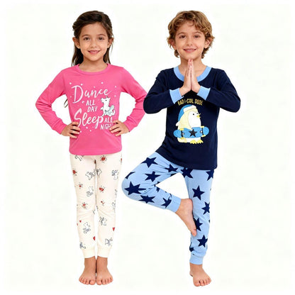 100 Cotton Girls Pajamas Sets Bunny Airplane Castle Animal Cartoon Kids Pyjamas Boys Pijamas Infantil Xmas Children Sleepwear