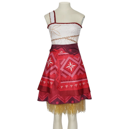 Family Matching Moana Costume Set, Adult  Kids Polynesian Princess Dress with Fringe, Halloween Carnival Party Cosplay Outfit