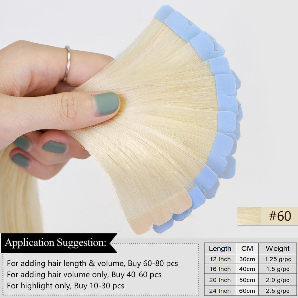 Mini Tape Human Hair Natural Tape in Hair Extentions 3x0.8cm Invisible Tape 10pcs/pack For Side Hair Shipping from the US
