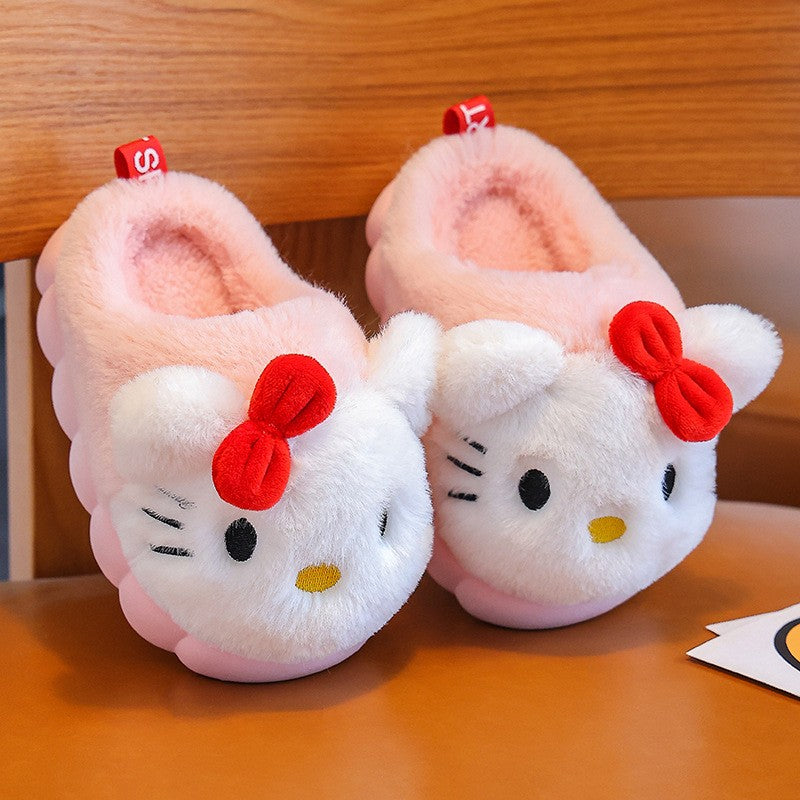 Lovely Cottonslippers Popular Design Cartoon Cottom Shoes Children's Fashion Cute Fall Winter Warmth Plush Slippers Girls Shoes