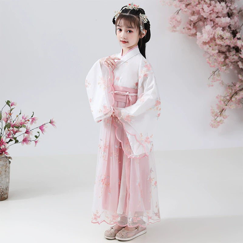 Fashion Girls Dresses Casual Outfit Long Sleeve Hanfu Girl Summer Children Clothes Princess Dress Baby Vestido Kids Tang Costume