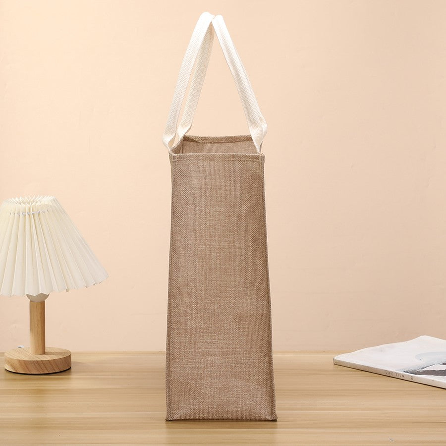 Pure Color Retro Faux Hemp Large Capacity Ladies Tote Reusable Lined Waterproof Travel Portable Beach Handbag