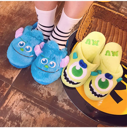 Pantufa de Anime Universidade Monstros Disney Monstros SA Mike Wazowski Sullivan Quente de Inverno Antiderrapante Desenho Animado Sapatos Domésticos