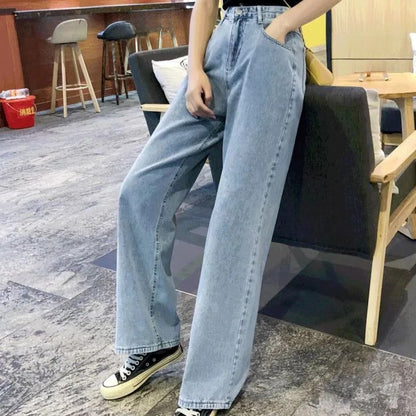 High-waisted Slimming Loose-fit Women's Jeans Stylish Trendy Draped Straight-leg Bell Bottoms Denim