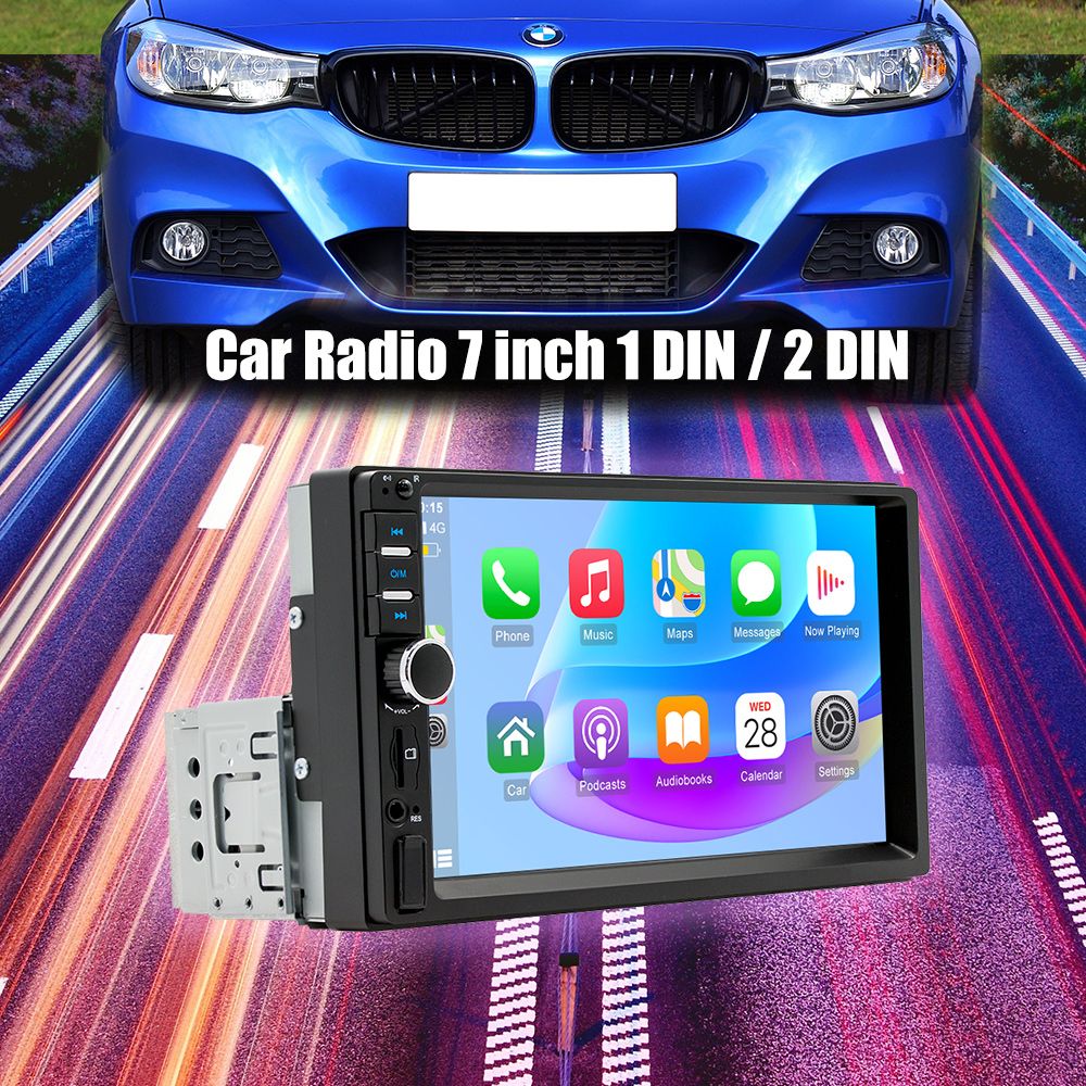 7 Inch 1 Din MP5 CarPlay Car Radio Multimedia Player Touch Screen FM ISO Power Aux Input Bluetooth USB Mirror Link Universal