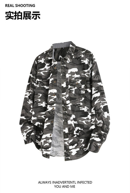 New Camouflage Cargo Shirt Men Cotton Multi-Pocket Camo Shirts High Quality Militar Overshirt Men Army Green Shirts Casual