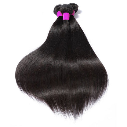 Pacotes de Cabelo Virgem Liso Brasileiro 12A, Extensões de Cabelo Humano 100% Não Processado, 14-30 Polegadas, Trama Dupla