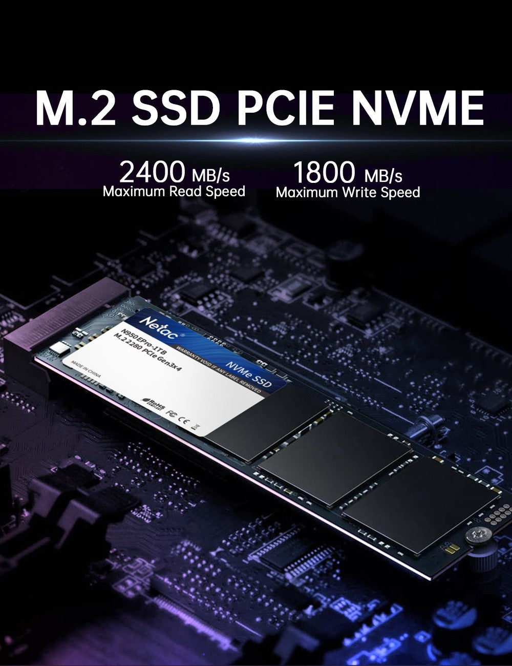 SSD M.2 Netac 512GB PCIe M2 NVME SSD 1TB 256GB 128GB Unidade de Estado Sólido Disco Rígido Interno hdd para Laptop Desktop