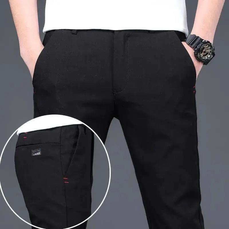 Male Suit Trousers Check Cooling Ice Silk Plaid Straight Up Clothes Offer Slacks Designer Men's Summer Pants Fabric 2024 Classic