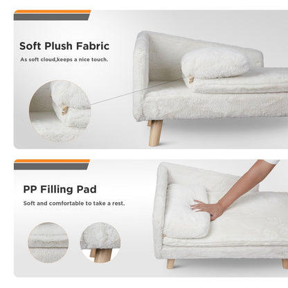 Cama Elevada para Pets Sofá de Cachorro Gato com Pernas de Madeira Sólida para Ambientes Internos Sofá em L de Pelúcia com Almofada Macia