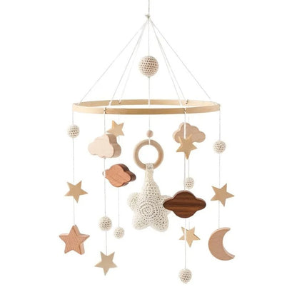 Brinquedo Chocalho para Bebê, Suporte de Berço, Móbile de Madeira, 0-12 Meses, Recém-nascido, Chocalho de Crochê, Suporte para Pendurar Brinquedos, Suporte para Berço de Bebê, Presente