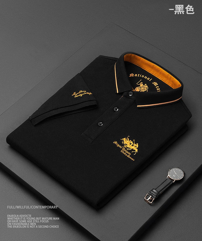 Summer New Embroidered Cotton Short Sleeved Polo Shirt for Men's Fashion, Casual, Comfortable, and Breathable T-shirt Top