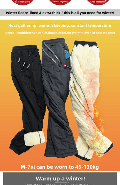 Men's Cargo Trousers Man Pants Plus Sweatpants Large Size Winter Warm Fleece Outer Y2k Alo Black Wear Thickened Baggy
