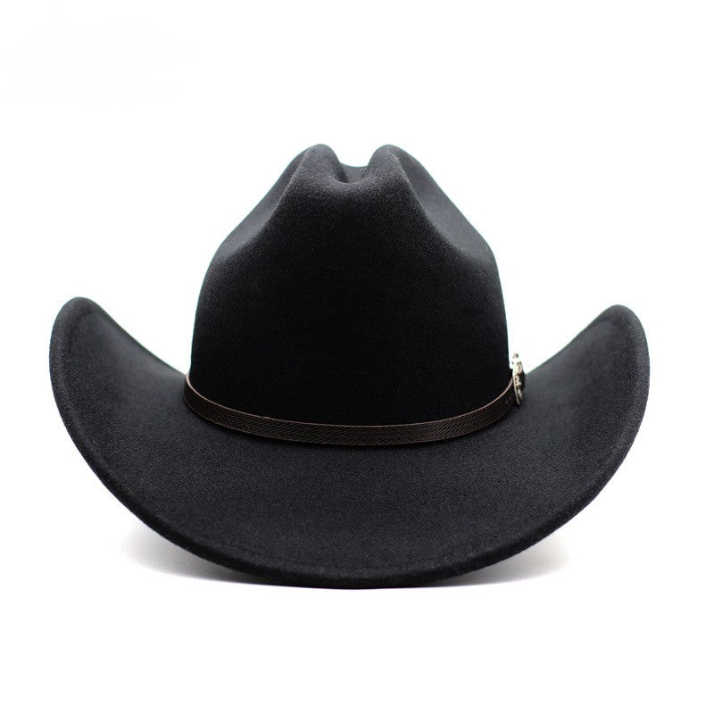 Vintage Western Cowboy Hat For Men's Gentleman Lady Jazz Cowgirl With Leather Wide Brim Cloche Church Sombrero Hombre Caps
