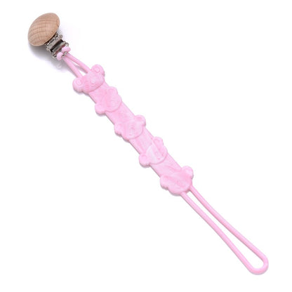 Cartoon Animal Wooden Baby Pacifier Clip Silicone Teether Nipple Holder Chain For Baby Dummy Anti-Drop Chain Oral Care Chew Toy