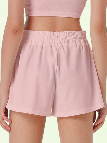 Casual Shorts Women 2024 New Summer Simple Comfortable Elastic Waist Cool Breathable Solid Color Casual Sports Five Quarter Pant