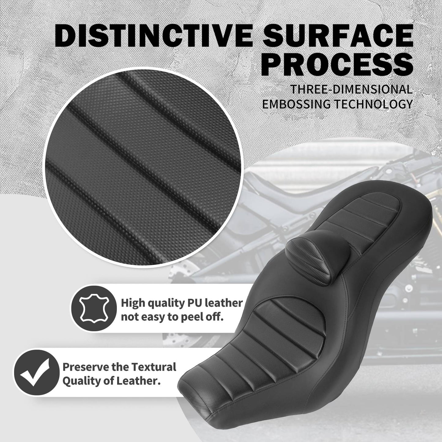 Assento de passageiro do condutor da motocicleta Almofada de assento duplo com encosto para Harley Softail Low Rider ST Sport Glide 2018-2024
