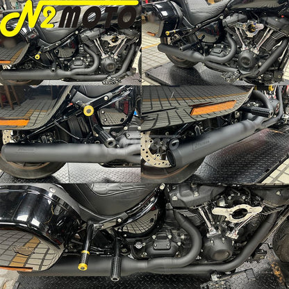 For Harley Softail Low Rider EI Diablo ST FXLRST FXRST 117 2022-2024 2-In-1 Full Length Exhaust System Stepped Head Muffler Pipe
