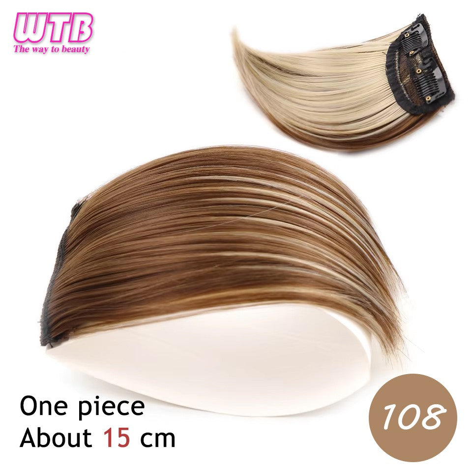 Almofadas de cabelo sintéticas invisíveis sem costura, clipe de uma peça com 2 clipes, aumentam o volume do cabelo, extensões de cabelo, aplique de cobertura superior lateral