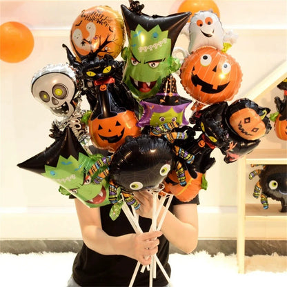 10/30/50pcs Mini Halloween Element Bat Ghost Pumpkin Spider Skull Foil Balloons Random Style Halloween Party Decoration Balloon