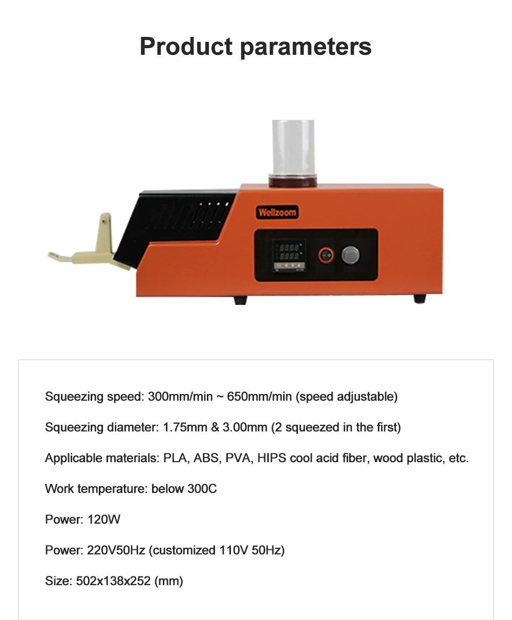 1.75mm 3mm 3D Filament Extruder machine/Speed Adjustable 3d filament maker Desktop 3D printing consumables extruder