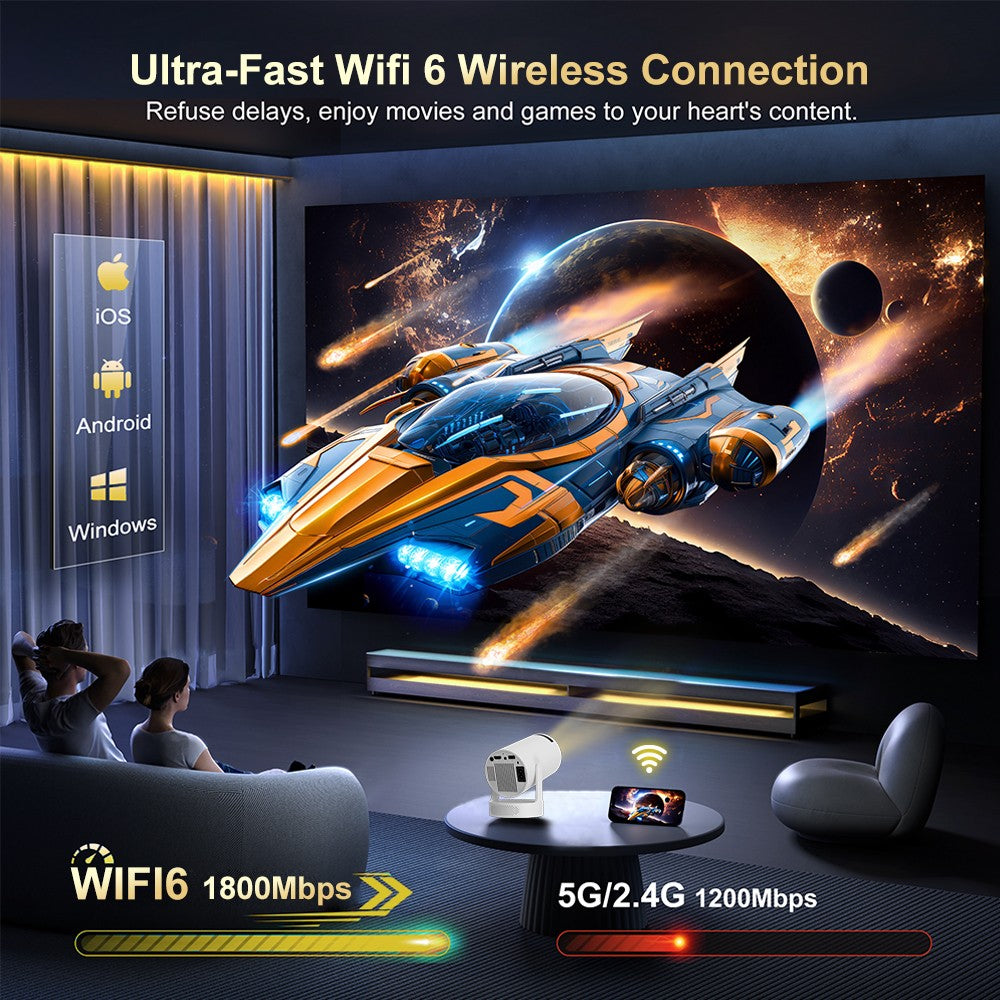 Salange HY300 Ultra Projector Update HY300 4K Android11 Wifi6 Allwinner H713 BT5.4 1080P 1280*720P Home Theater Outdoor Portable
