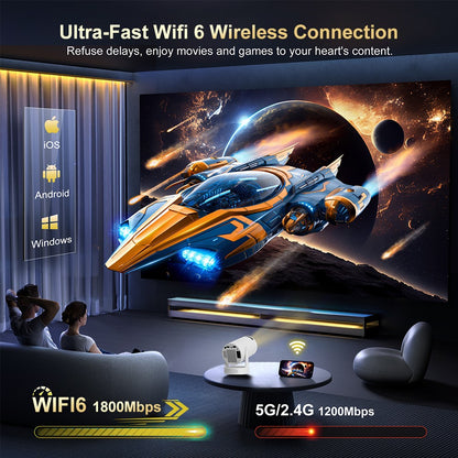 Salange HY300 Ultra Projector Update HY300 4K Android11 Wifi6 Allwinner H713 BT5.4 1080P 1280*720P Home Theater Outdoor Portable