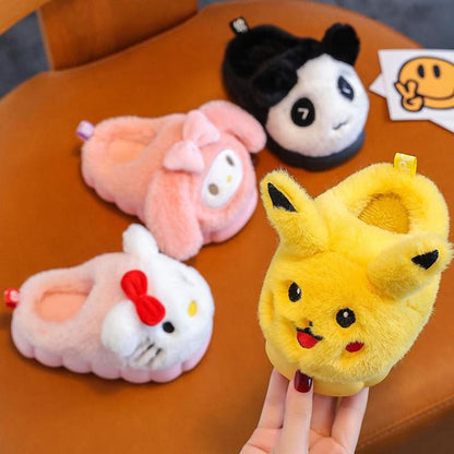 Lovely Cottonslippers Popular Design Cartoon Cottom Shoes Children's Fashion Cute Fall Winter Warmth Plush Slippers Girls Shoes
