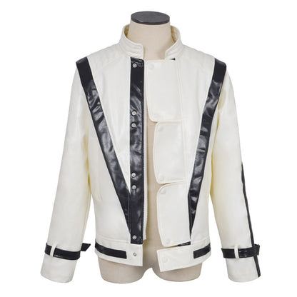 Michael Jackson Thriller Scary Costume Red Leather Jacket for Women Man Adults Dress Halloween Baseball Jacket Retro Bomber Coat