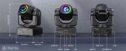 Datewink 120W LED Beam Moving Head Light 8 Patterns RGB Stage Lighting Effect DMX512 For DJ Disco Show Concert Party KTV Karaoke
