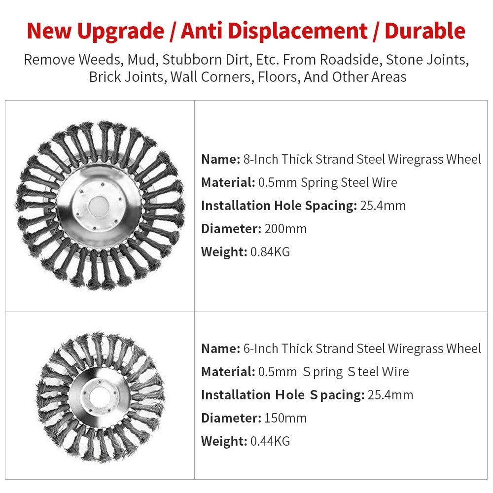 Lawn Mower Weeding Disc 8 Inch Wire Weeding Wheel Garden Tool Lawn Mower Accessories Twisted Wire Disc Type Wire Wheel