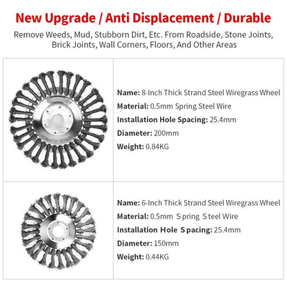 Lawn Mower Weeding Disc 8 Inch Wire Weeding Wheel Garden Tool Lawn Mower Accessories Twisted Wire Disc Type Wire Wheel