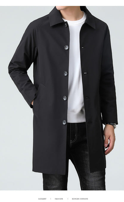 Top Quality Korean New Brand Casual Fashion Long Men Trench Coat  Windbreaker Overcoat Slim Fit Long Jacket Men Clothing