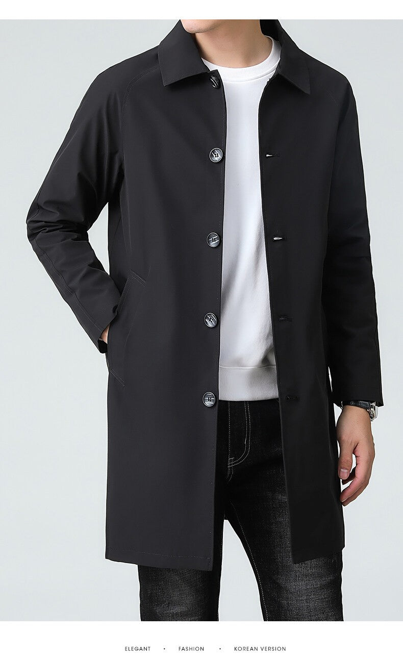 Top Quality Korean New Brand Casual Fashion Long Men Trench Coat  Windbreaker Overcoat Slim Fit Long Jacket Men Clothing