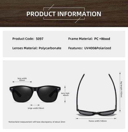 Óculos de Sol Masculinos e Femininos Polarizados de Bambu Madeira GM S5097 Oval