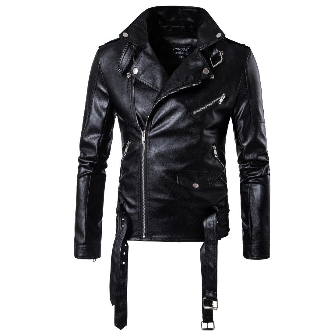 Motorcycle Slim Leather Jacket Men's Leather Jacket British Fashion Men's PU Leather Jacket mens solid color leather jackets
