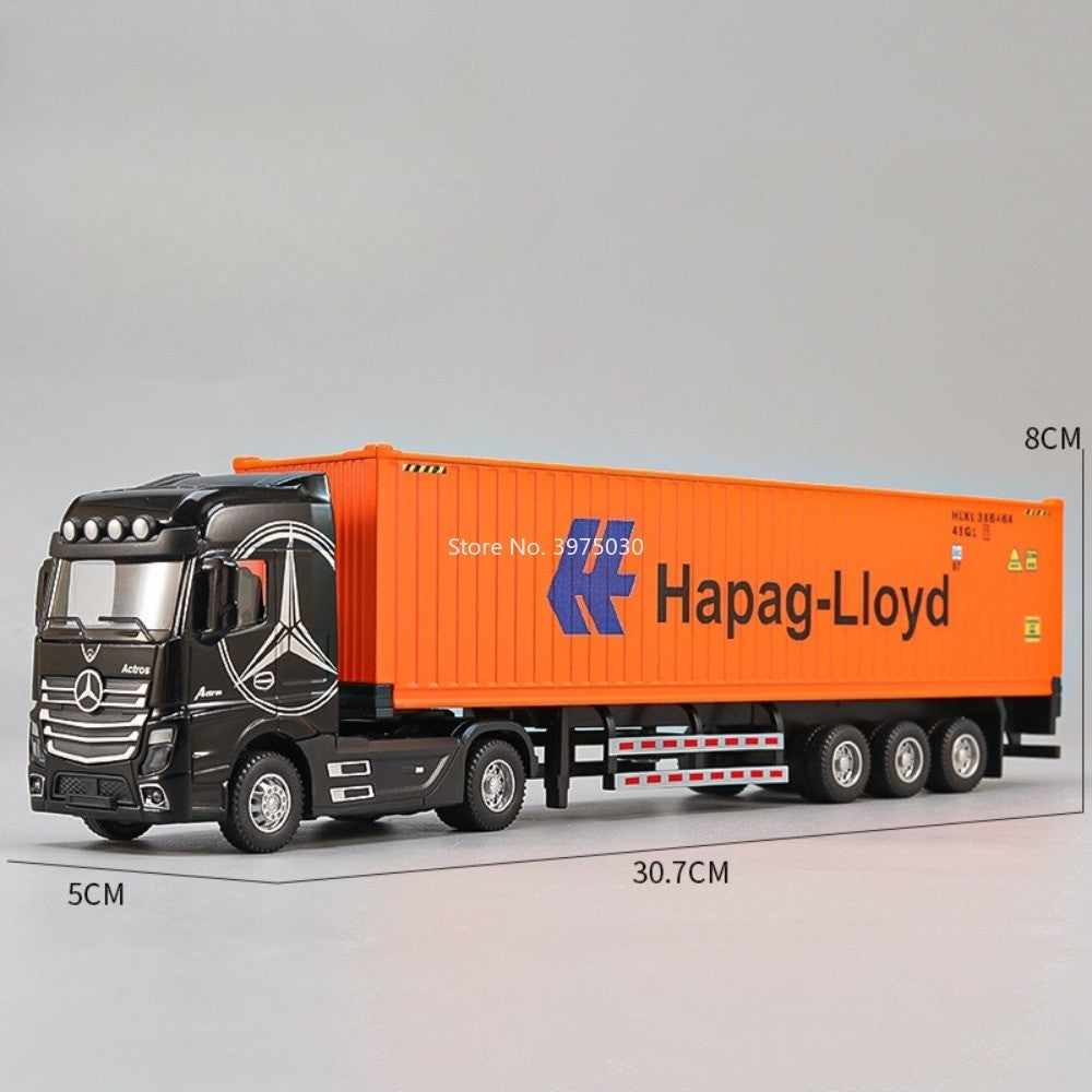 1:50 Modelos de Caminhões Pesados de Liga Leve Veículos de Contêiner Brinquedos Carro de Transporte em Miniatura com Luz e Música Pneus de Borracha Presentes para Crianças