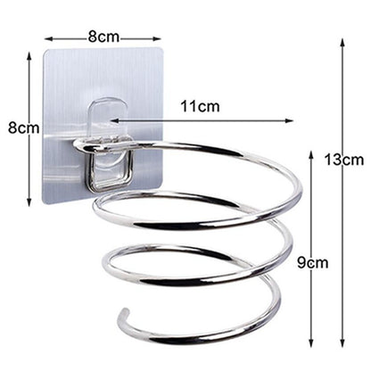 Suporte de Secador de Cabelo Organizador Soprador Adesivo Montado na Parede Sem Pregos Sem Furos Aço Inoxidável Espiral Suporte Armazenamento Para Banheiro