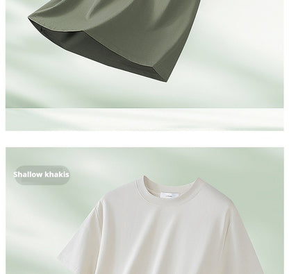 64% Cotton 25% Bamboo Fiber Cool T Shirt Men Short Sleeve Summer Tops For Men Round Neck Skin Friendly Solid Color Male Clothes