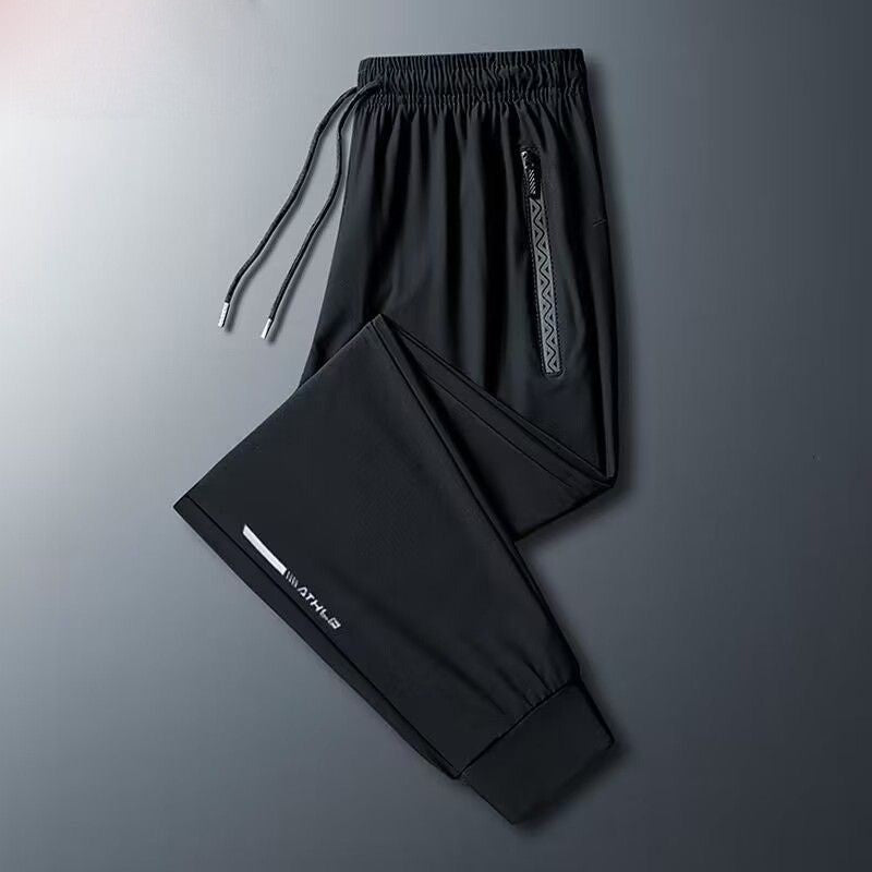 Calça Casual de Seda Gelo para o Verão Fina Solta de Secagem Rápida Elástica Respirável Calça Esportiva Calça Jogger Camisa de Academia Masculina de Futebol Rápido Masculina