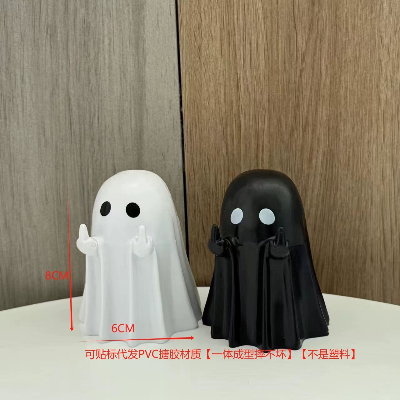 Cute Middle Finger Ghost Statue, Small Halloween Decor for Home, Centerpiece for Coffee Table, Adorable Horror Figure
