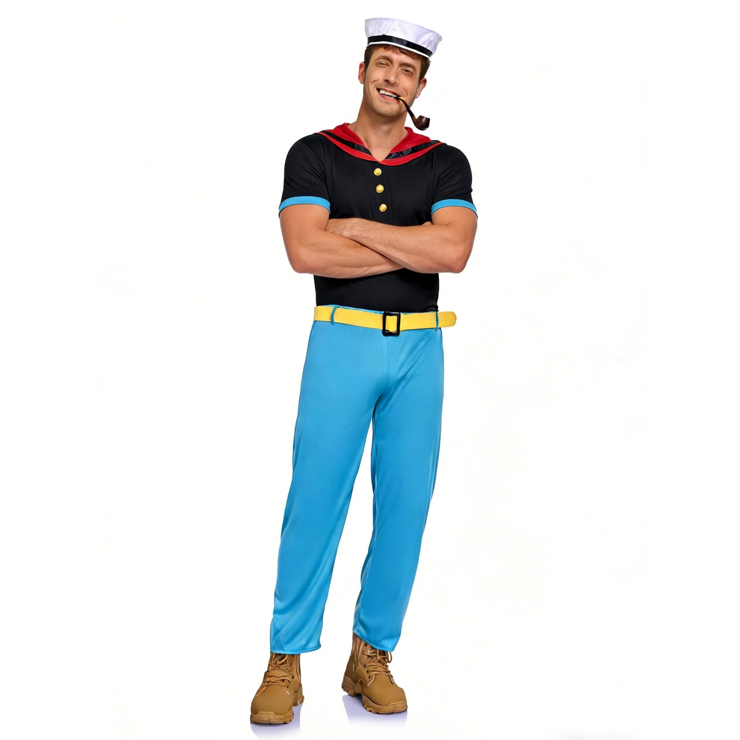 Classic Cartoon Popeye the Sailor Cosplay Costume With Hat Funny RolePlay Outfits For Men WOman Takerlama