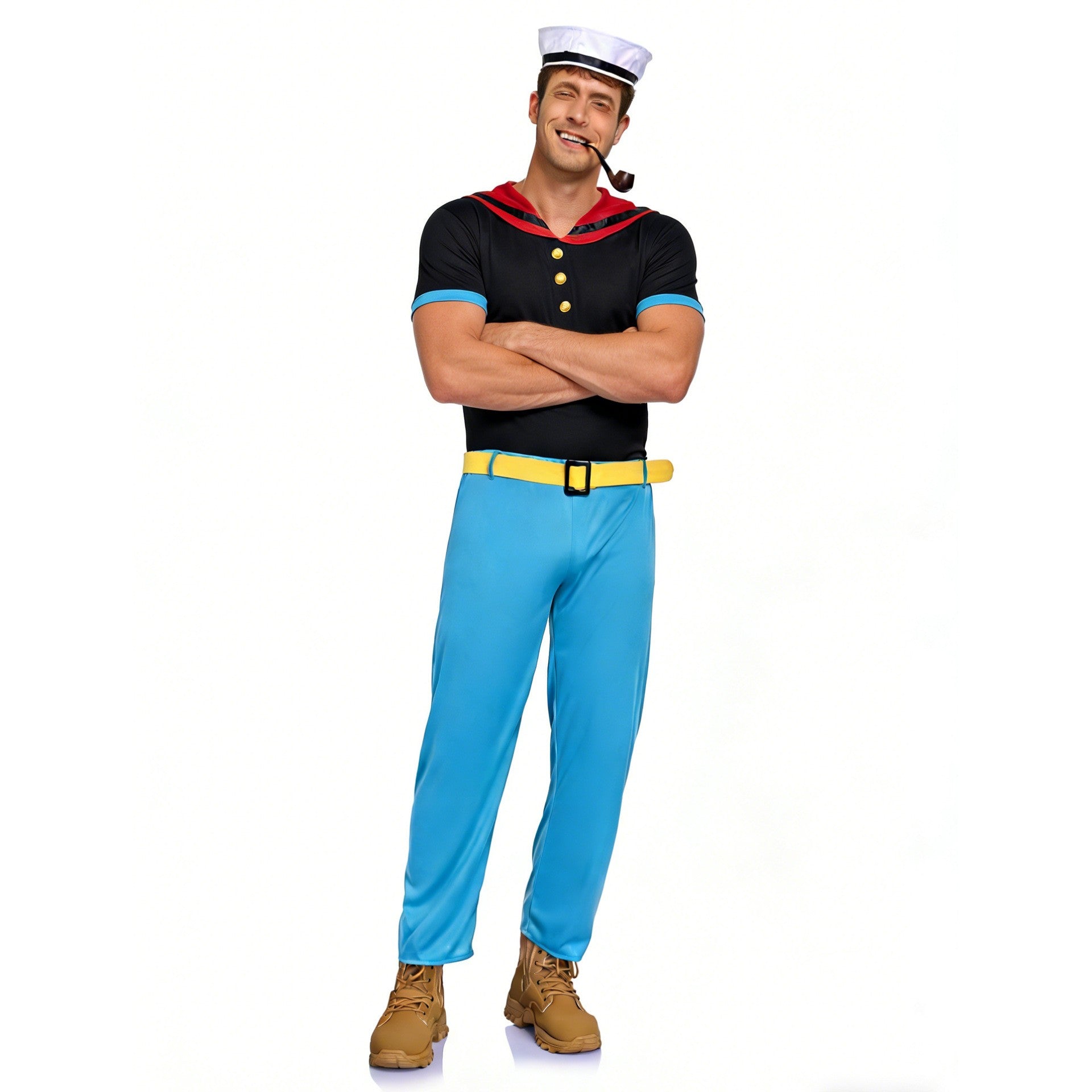 Classic Cartoon Popeye the Sailor Cosplay Costume With Hat Funny RolePlay Outfits For Men WOman Takerlama